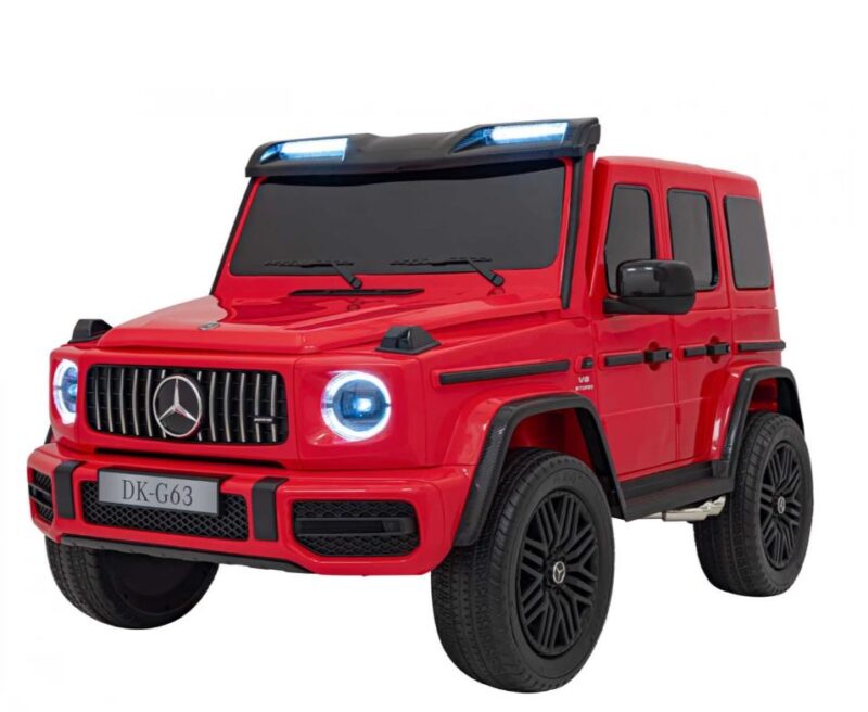 Kinderauto Mercedes G 63, Grand Edition Rot, 24 Volt, 800 Watt, 4x4-Antrieb, 80 kg Traglast, EVA-Reifen, Ledersitz, 2-Sitzer