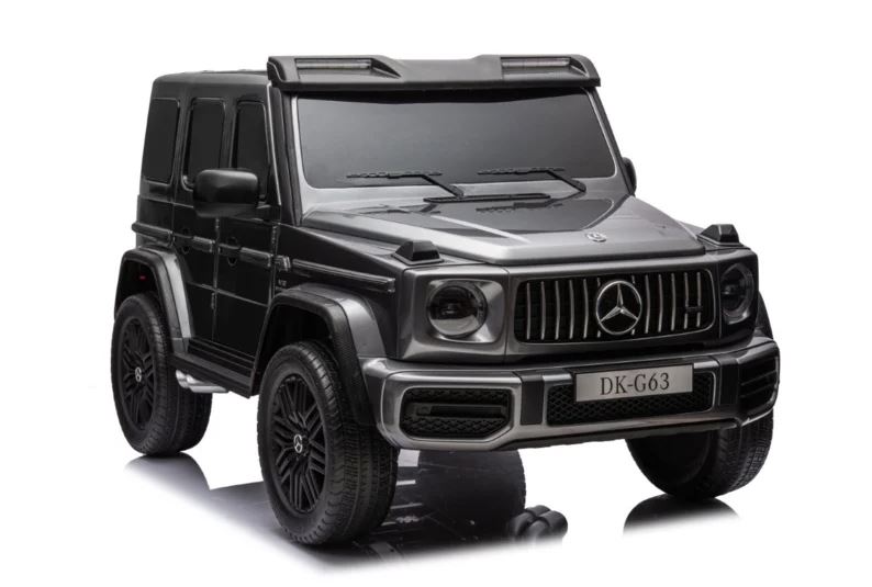 Kinderauto &ndash; Mercedes G 63 Wei&szlig;, 24 Volt, 800 Watt, 4&times;4-Antrieb, EVA-Reifen, Ledersitz, Silber lackiert, Mp4-Display, Fu&szlig;matte, Traglast 80 kg, 2-Sitzer & XXXL
